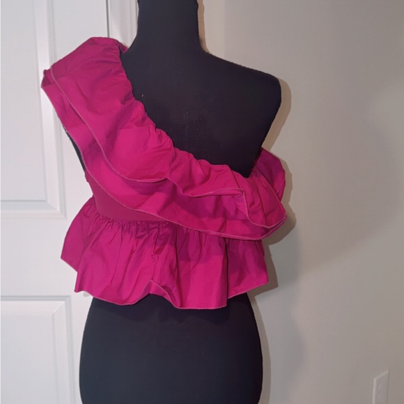 Pink One-Shoulder Ruffle Top - Picture 2 of 2